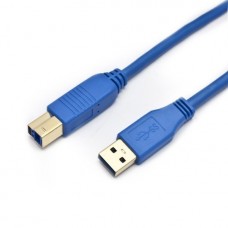 Интерфейсный кабель, SHIP, US001-1.5B, A-B, Hi-Speed USB 3.0, Голубой, Блистер, Контакты с золотым напылением, 1.5 м